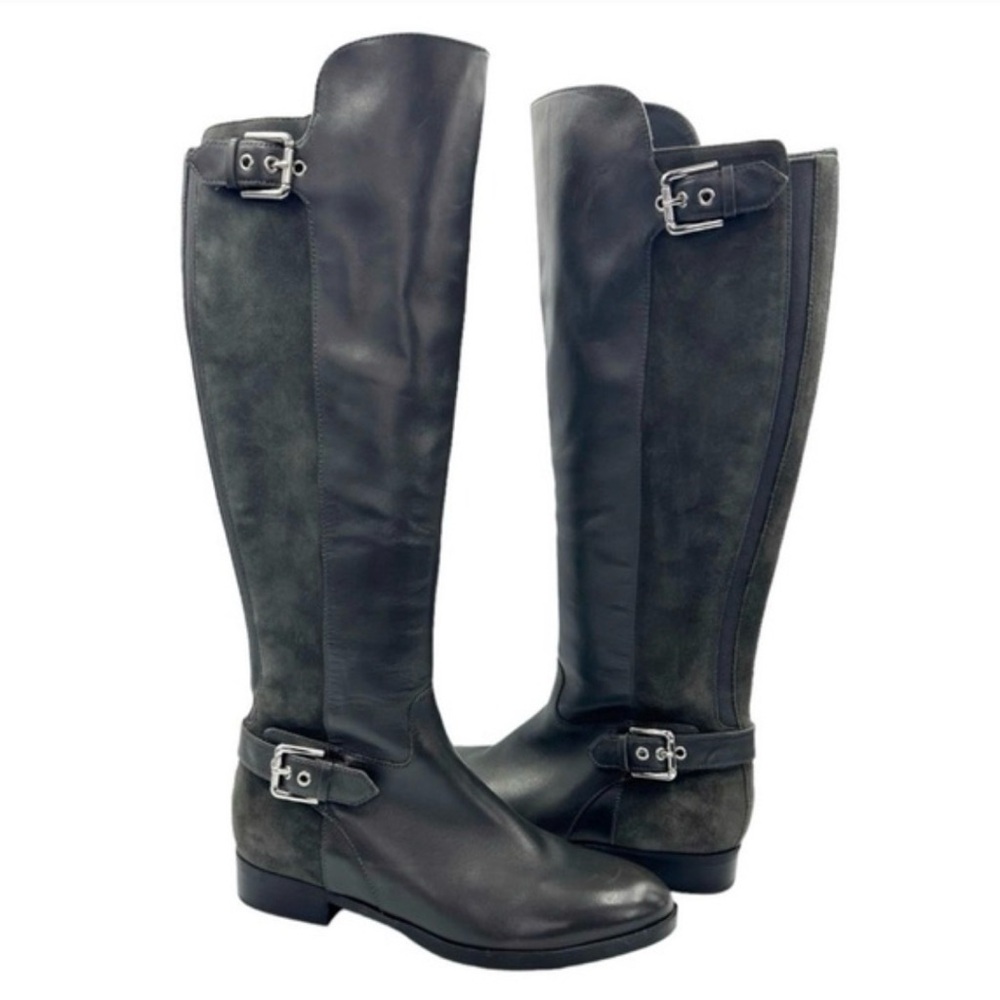 Marc Fisher Black and Gray Over the Knee Boots